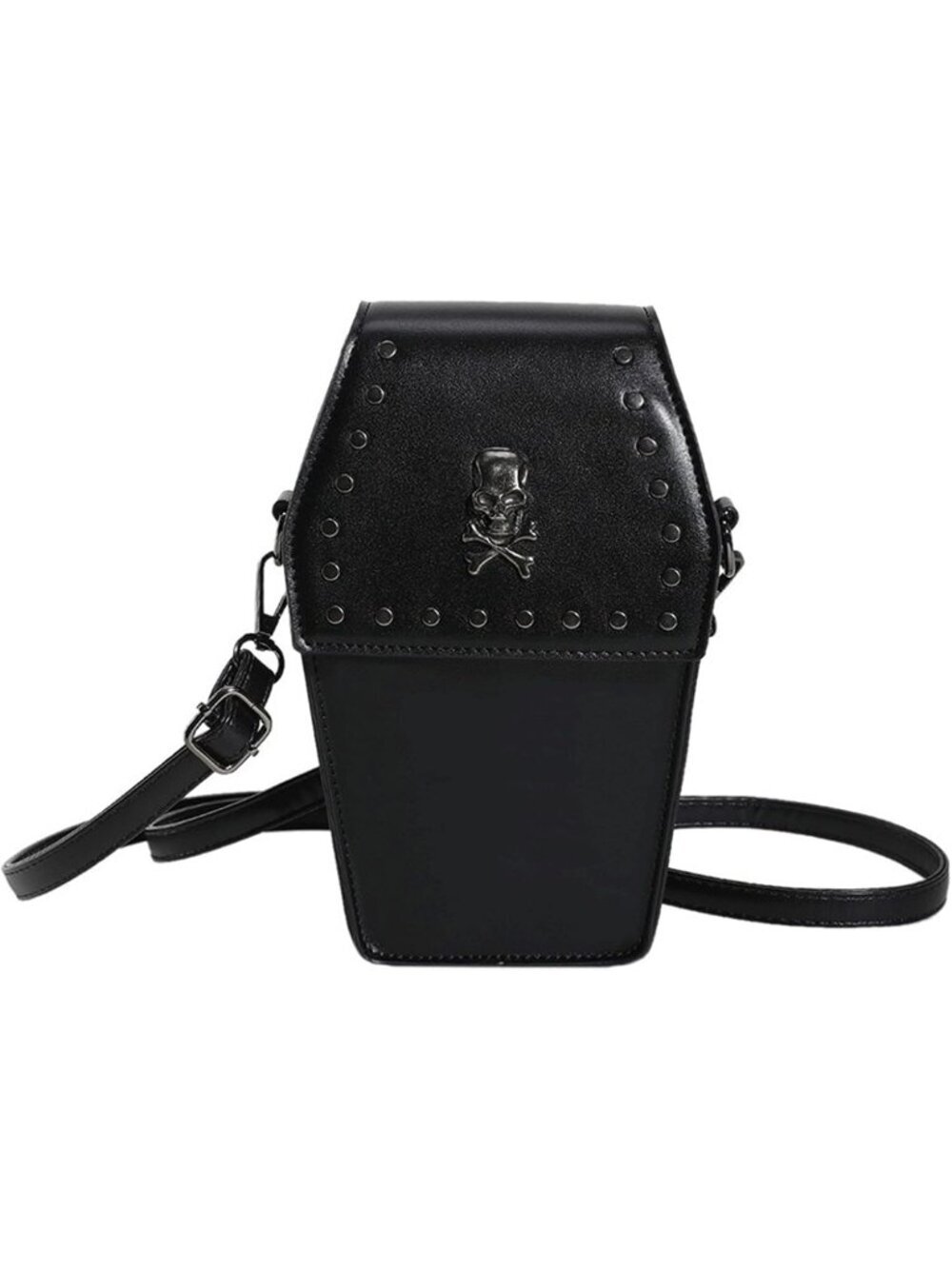 🎃Goth Black Skull Purse Coffin Halloween Clutch Shoulder Small Crossbody Bag